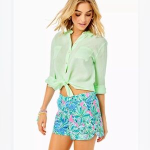 Lilly Pulitzer Ocean View Pull On Shorts Soleil Pink Good Hare Day Medium VGUC